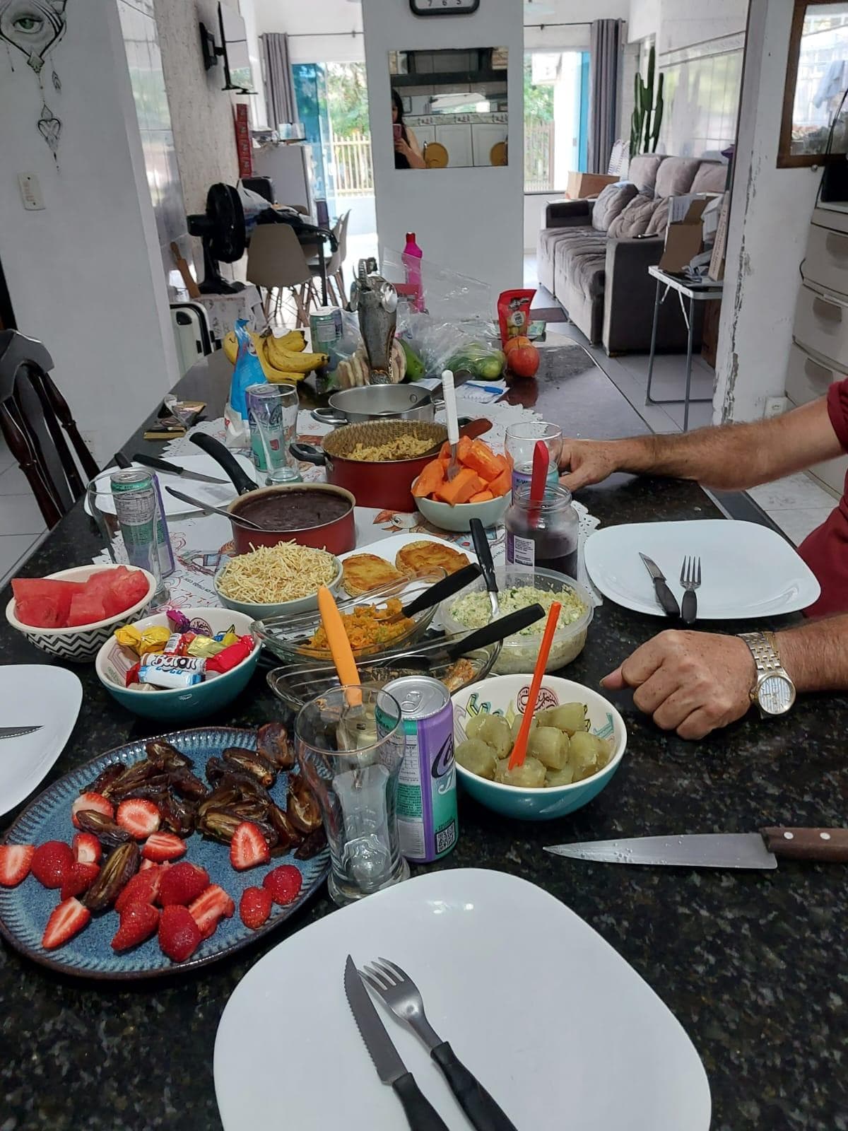 Momentos de celebração e partilha no encontro com os oito pacientes